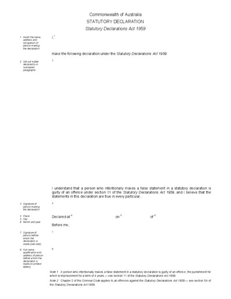 statuatory declaration|Commonwealth statutory declaration form – to be made with a .